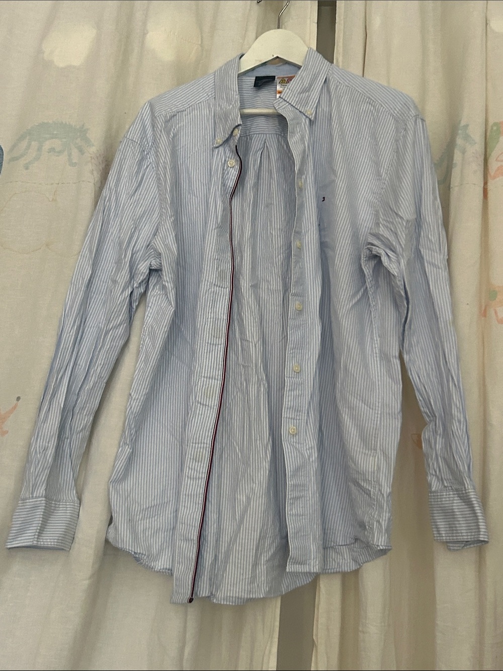 Tommy Hilfiger Light Blue and White Striped Button-Down Shirt XL